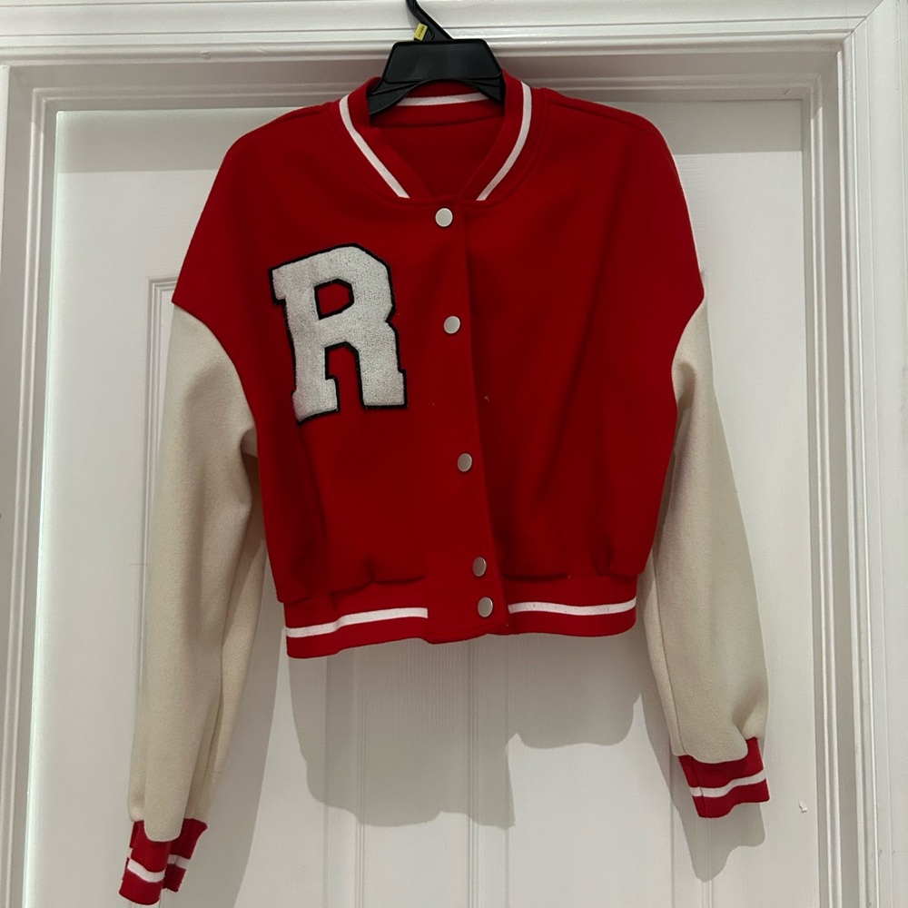 Red and Cream Womens Varsity Jacket